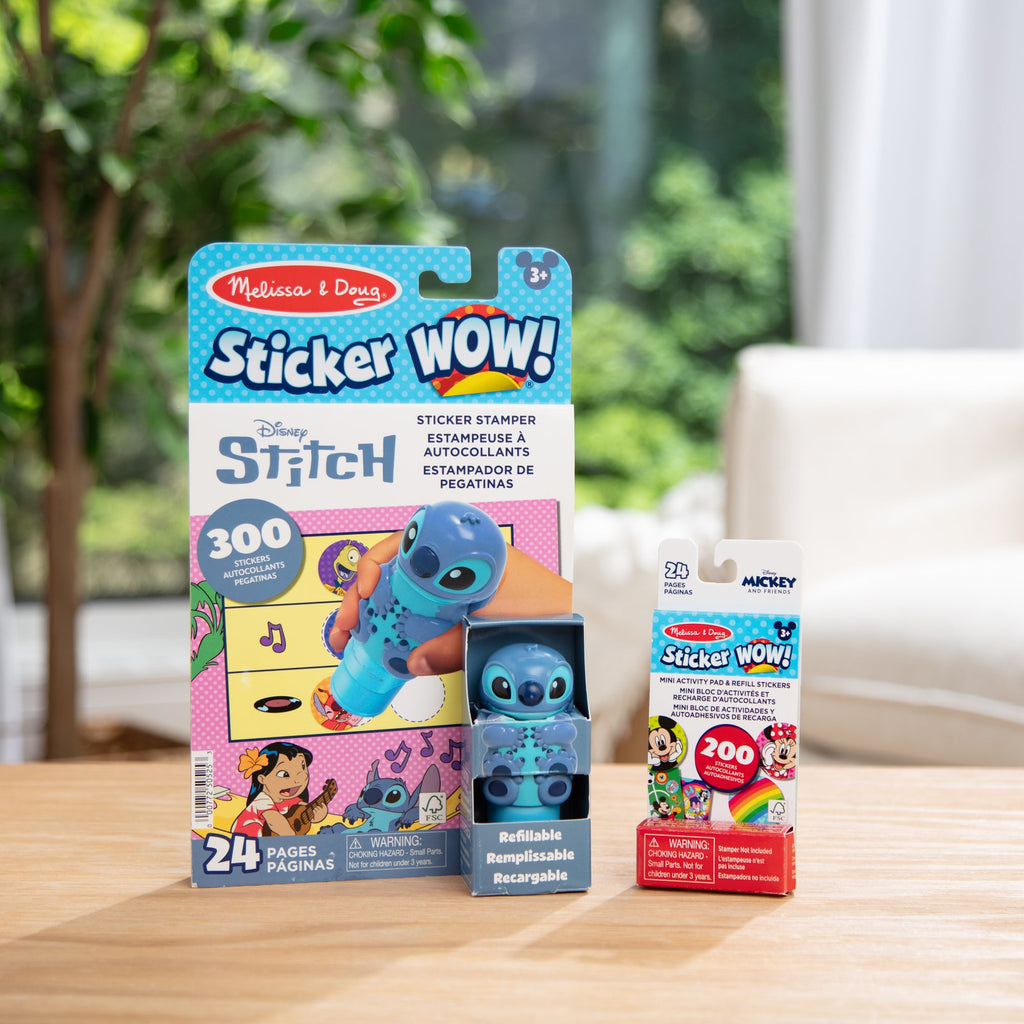 Melissa and Doug Sticker WOWTM Disney Stitch Bundle Activity Pad Sticker Stamper Mini Activity Pad and 200 Refill Stickers