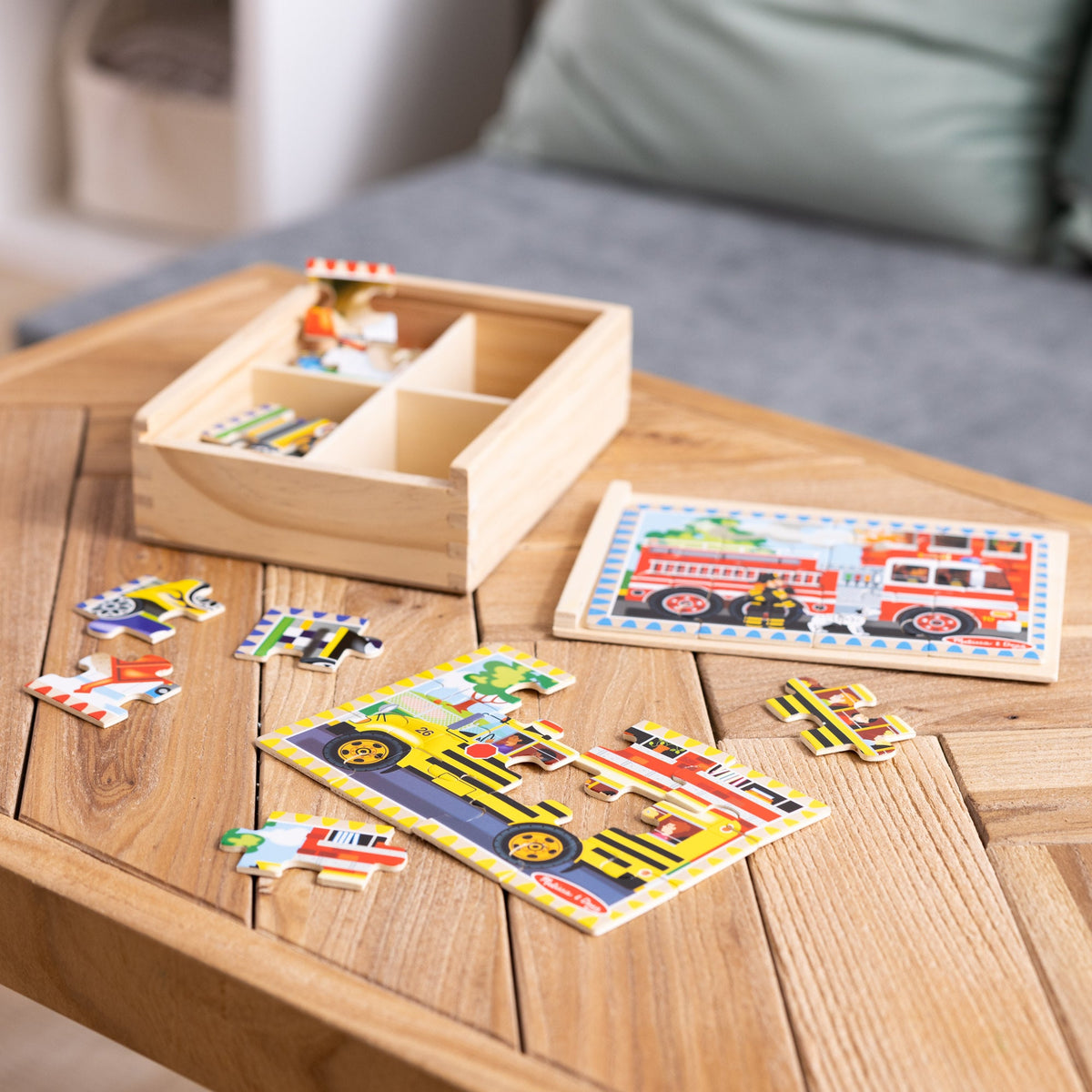 Melissa and Doug Wooden Jigsaw Puzzles in a Box - Vehicles