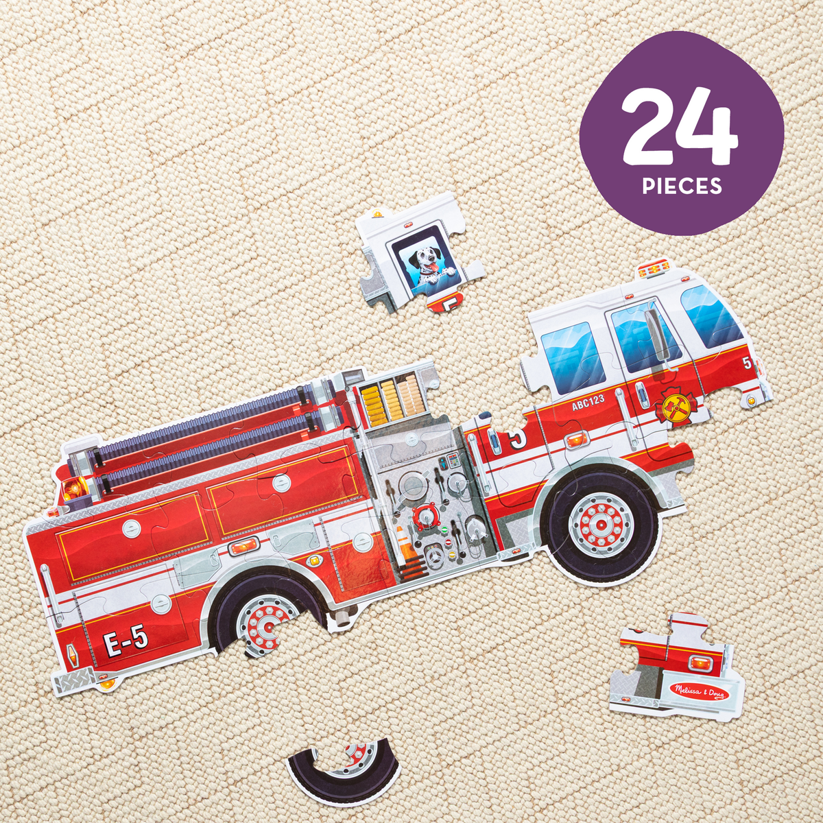 Melissa and Doug Giant Fire Truck Floor Puzzle - 24 Pieces
