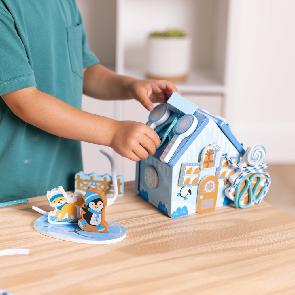 Melissa and Doug Wooden Gingerbread House Play Set Winter Frost