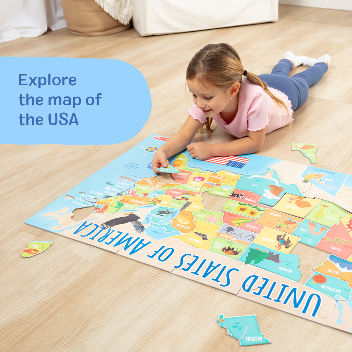 Melissa and Doug Map Floor Puzzle - 51 Pieces