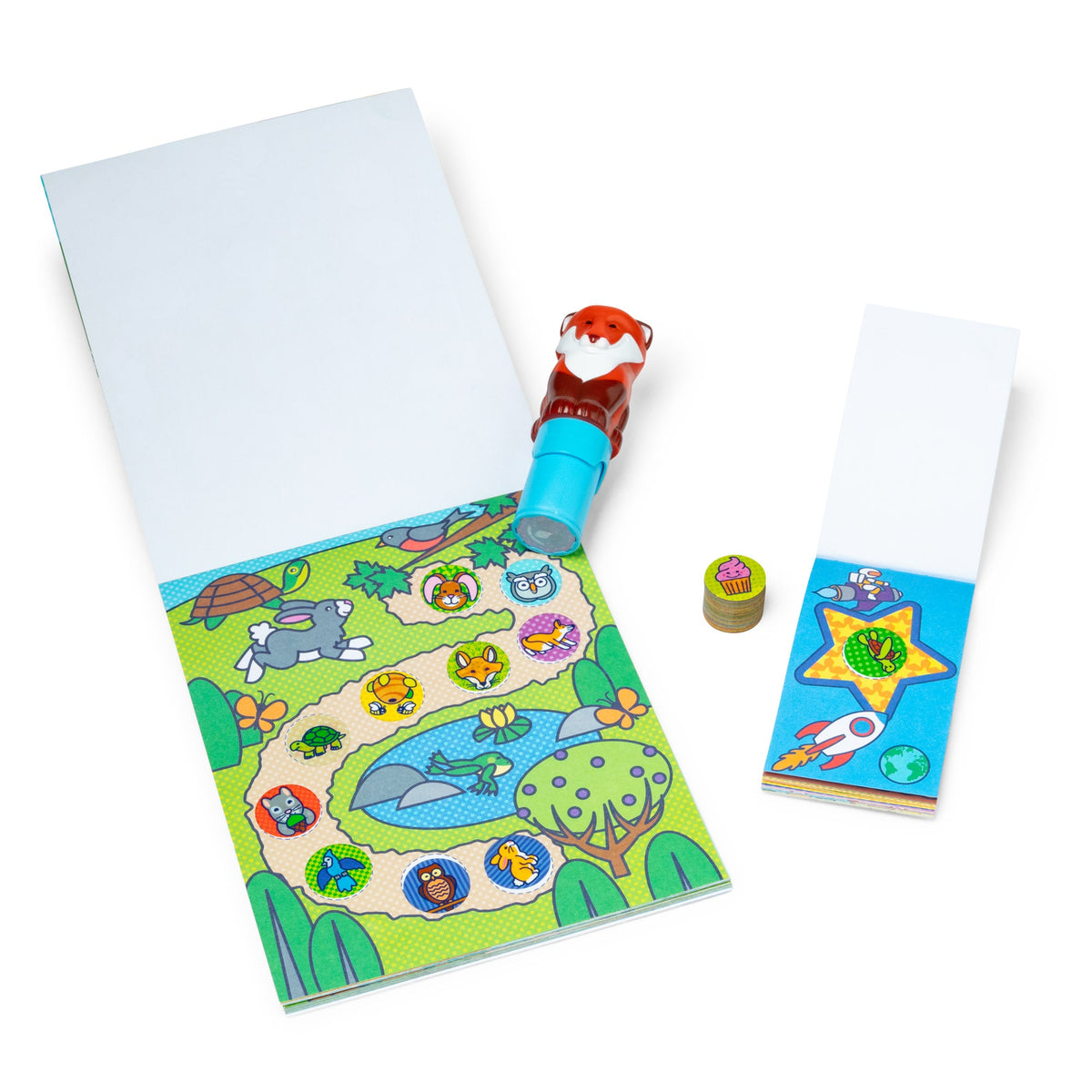 Melissa and Doug Sticker WOWTM Fox Bundle Activity Pad Sticker Stamper Mini Activity Pad and 200 Refill Stickers