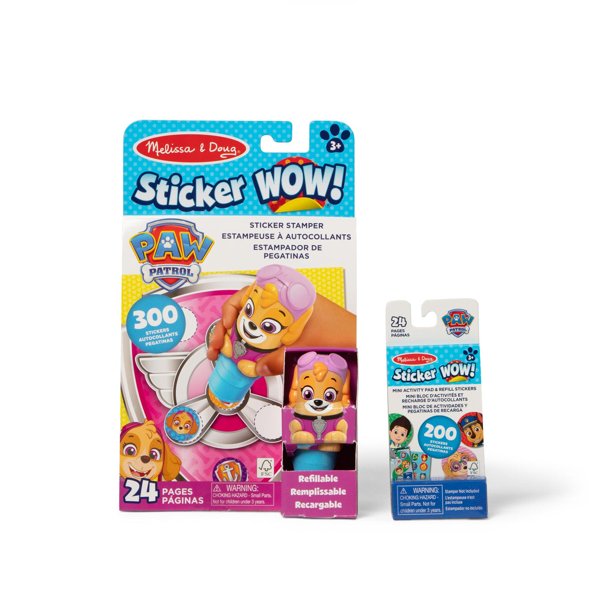 Melissa and Doug Sticker WOWTM PAW Patrol Skye Bundle Activity Pad Sticker Stamper Mini Activity Pad and 200 Refill Stickers
