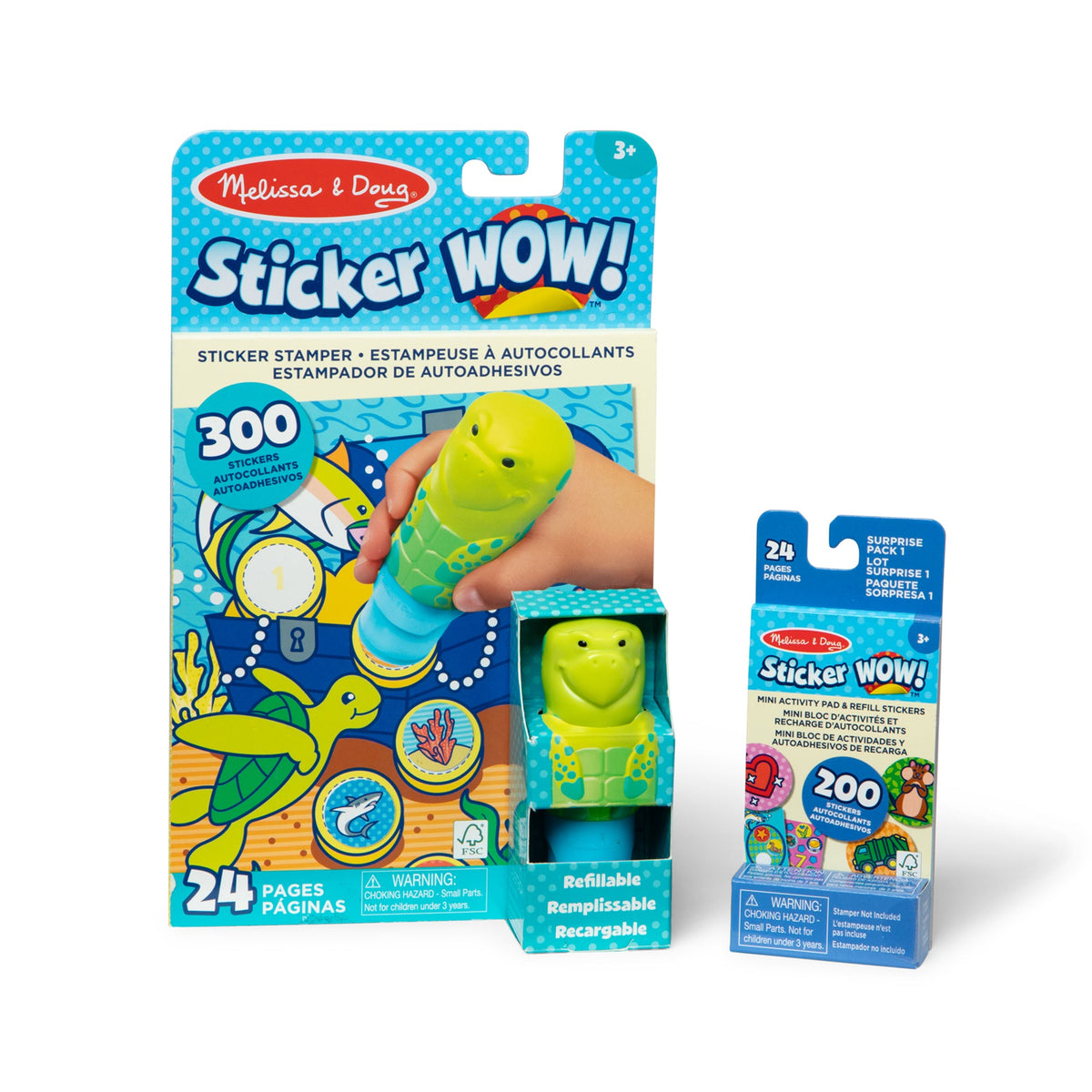 Melissa and Doug Sticker WOWTM Sea Turtle Bundle Activity Pad Sticker Stamper Mini Activity Pad and 200 Refill Stickers