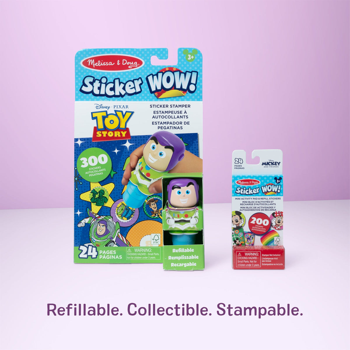Melissa and Doug Sticker WOWTM Disney Toy Story Buzz Lightyear Bundle Activity Pad Sticker Stamper Mini Activity Pad and 200 Refill Stickers