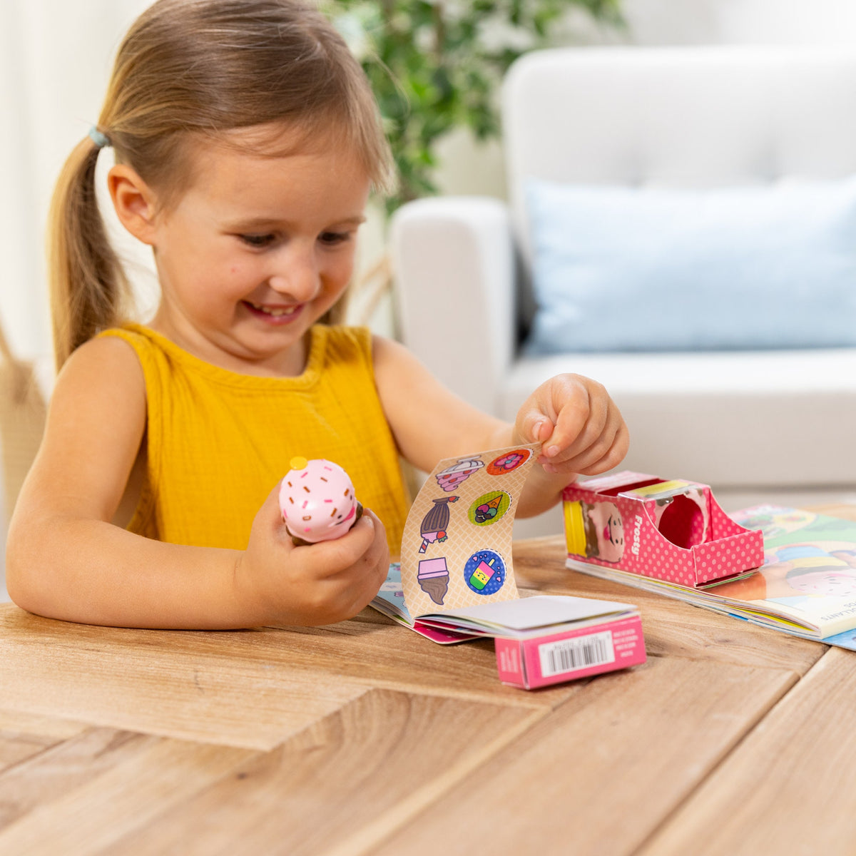Melissa and Doug Sticker WOWTM Ice Cream Bundle Activity Pad Sticker Stamper Mini Activity Pad and 200 Refill Stickers