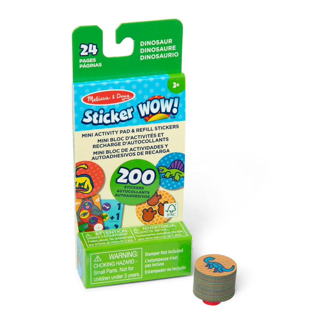 Melissa and Doug Sticker WOW Mini Activity Pad Refill Stickers - Dinosaur 200 Stickers Stamper Not Included