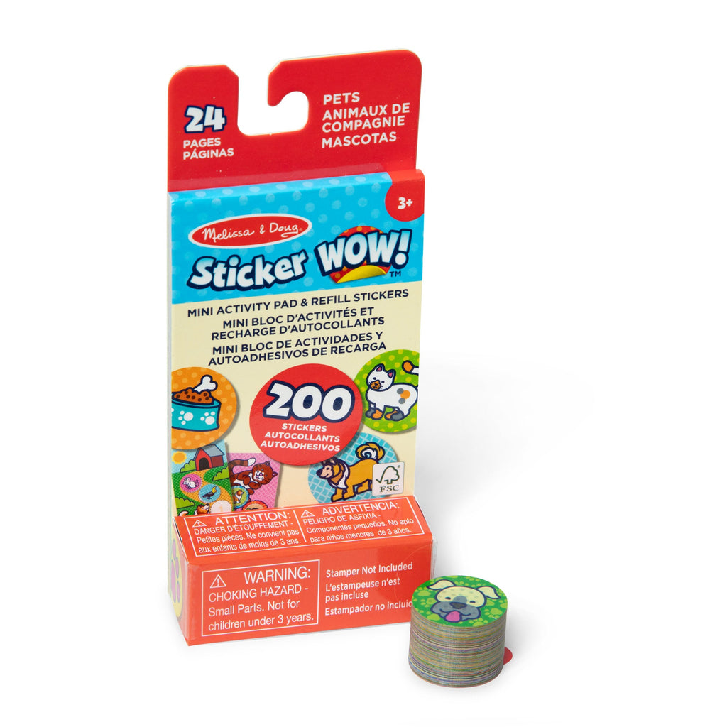 Melissa and Doug Sticker WOW Mini Activity Pad Refill Stickers - Pets 200 Stickers Stamper Not Included