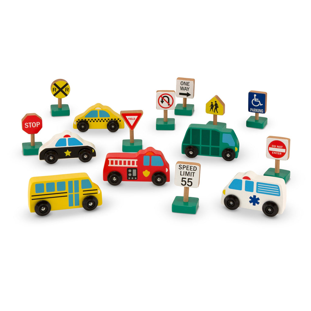 Melissa and Doug Wooden Vehicles and Traffic Signs