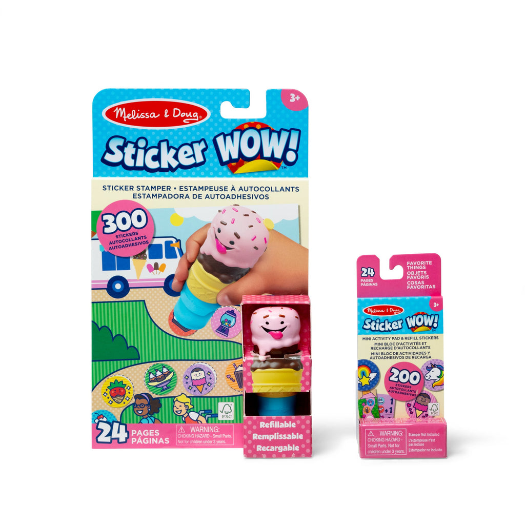 Melissa and Doug Sticker WOWTM Ice Cream Bundle Activity Pad Sticker Stamper Mini Activity Pad and 200 Refill Stickers