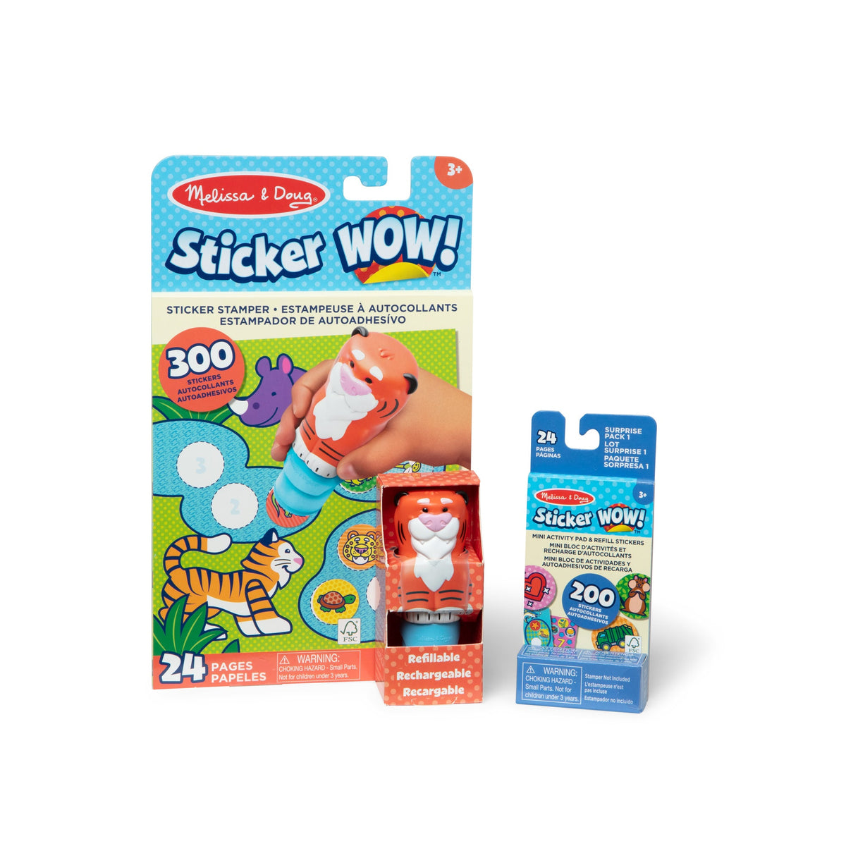 Melissa and Doug Sticker WOWTM Tiger Bundle Activity Pad Sticker Stamper Mini Activity Pad and 200 Refill Stickers