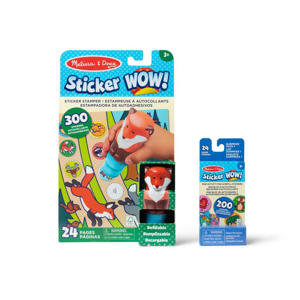 Melissa and Doug Sticker WOWTM Fox Bundle Activity Pad Sticker Stamper Mini Activity Pad and 200 Refill Stickers