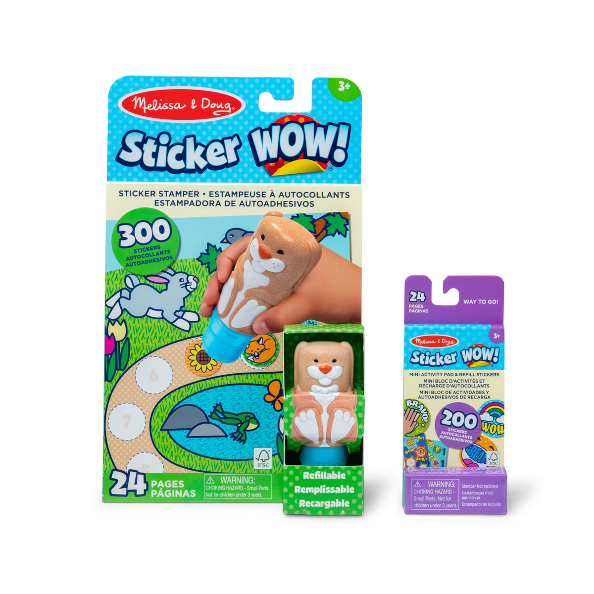 Melissa and Doug Sticker WOWTM Bunny Bundle Activity Pad Sticker Stamper Mini Activity Pad and 200 Refill Stickers