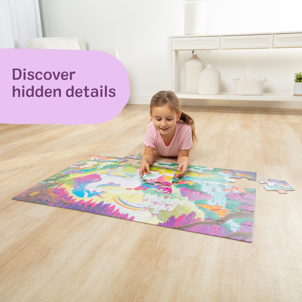 Melissa and Doug Glow-in-the-Dark Unicorn Floor Puzzle - 48 Pieces