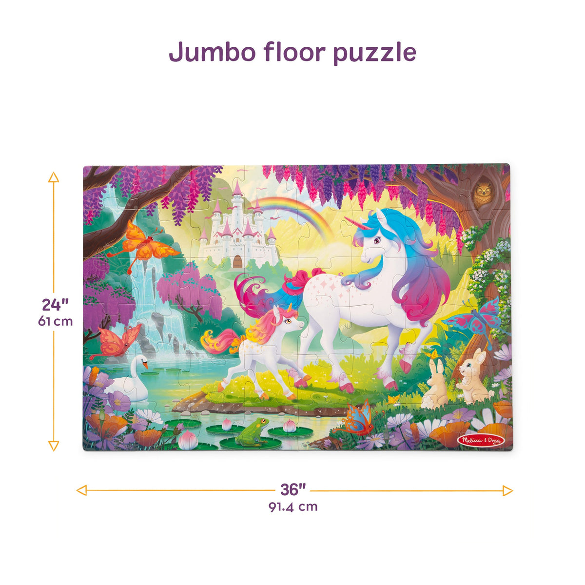 Melissa and Doug Glow-in-the-Dark Unicorn Floor Puzzle - 48 Pieces