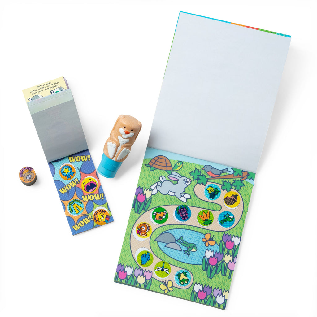 Melissa and Doug Sticker WOWTM Bunny Bundle Activity Pad Sticker Stamper Mini Activity Pad and 200 Refill Stickers