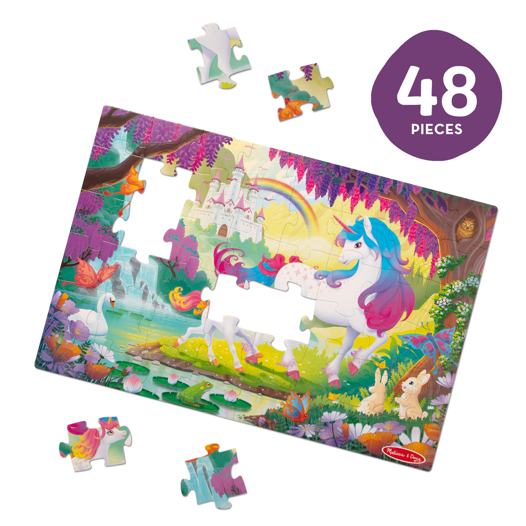 Melissa and Doug Glow-in-the-Dark Unicorn Floor Puzzle - 48 Pieces