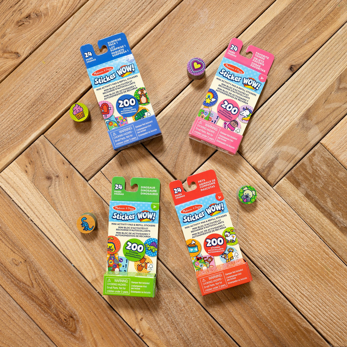 Melissa and Doug Sticker WOWTM Mini Activity Pad and Refill Stickers 4-Pack Dinosaur Pets Favorite Things Surprise Pack 1 - Stamper Not Included