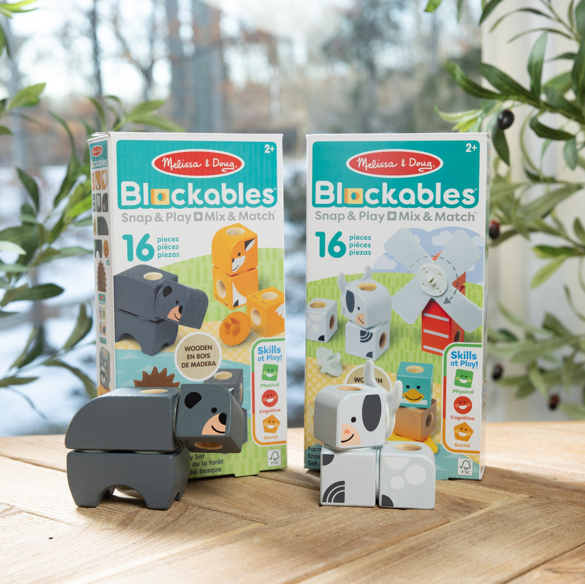 Melissa and Doug BlockablesTM Play Sets Farm Friends and Woodland Friends 2-Pack Bundle