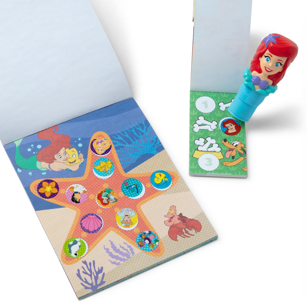Melissa and Doug Sticker WOWTM Disney Ariel Bundle Activity Pad Sticker Stamper Mini Activity Pad and 200 Refill Stickers