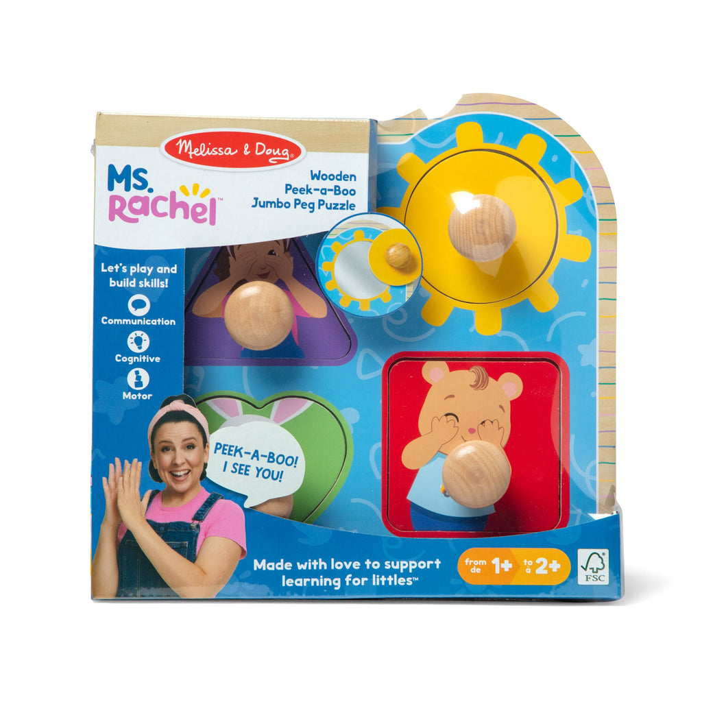 Melissa and Doug Ms RachelTM Wooden Peek-a-Boo Jumbo Peg Puzzle 4 Pieces