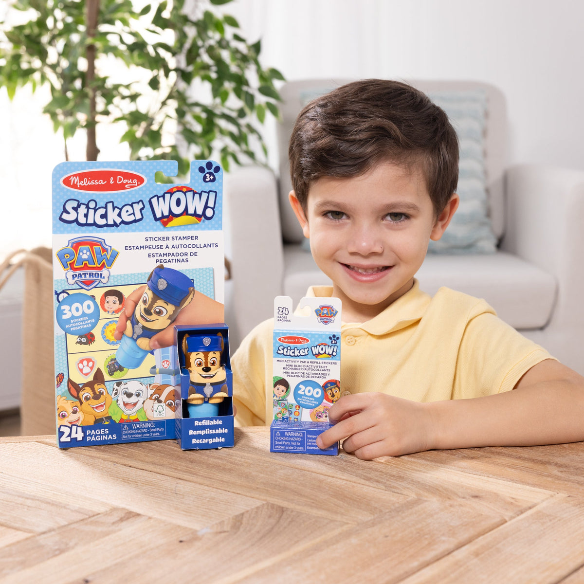 Melissa and Doug Sticker WOWTM PAW Patrol Chase Bundle Activity Pad Sticker Stamper Mini Activity Pad and 200 Refill Stickers