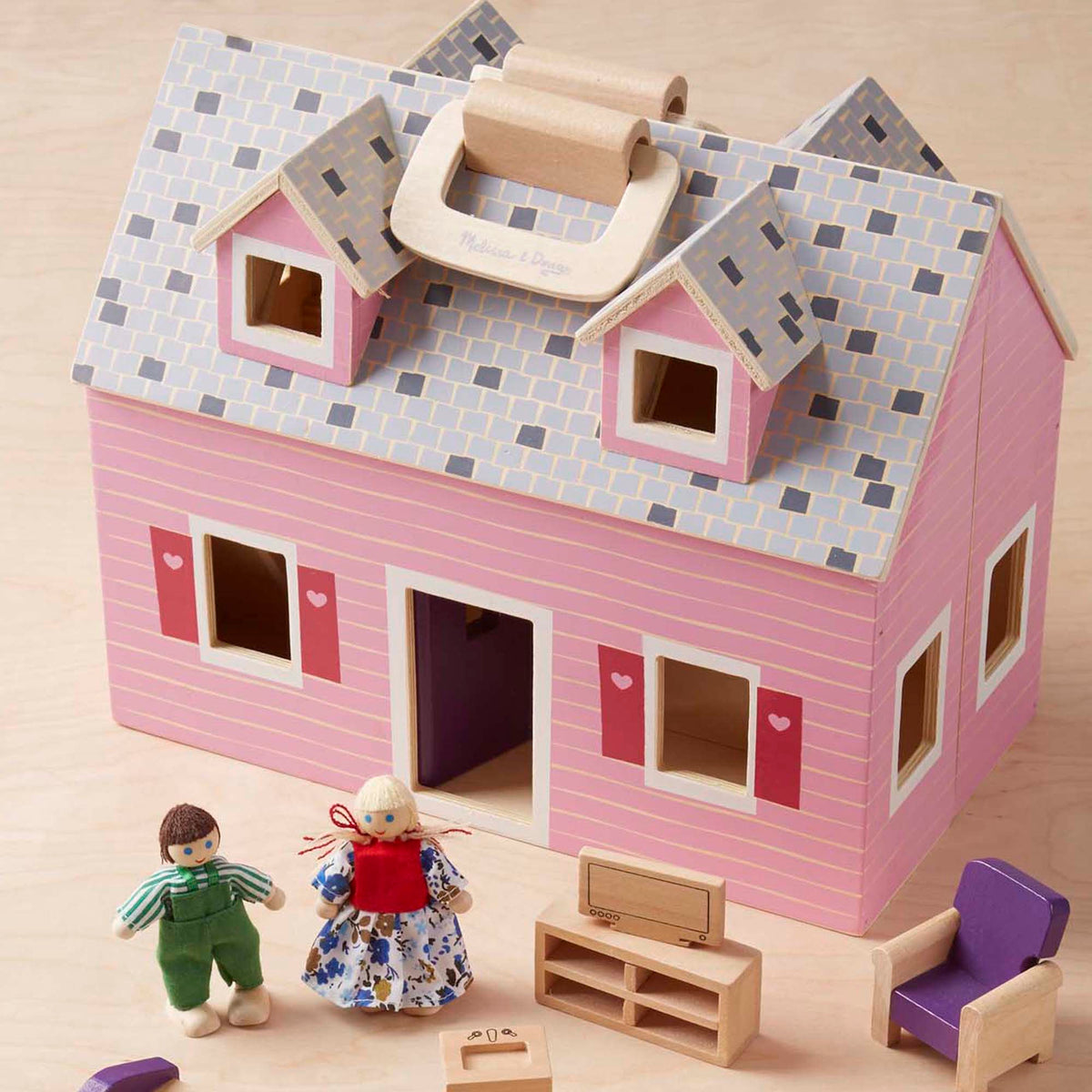 Melissa and Doug Wooden Fold Go Dollhouse