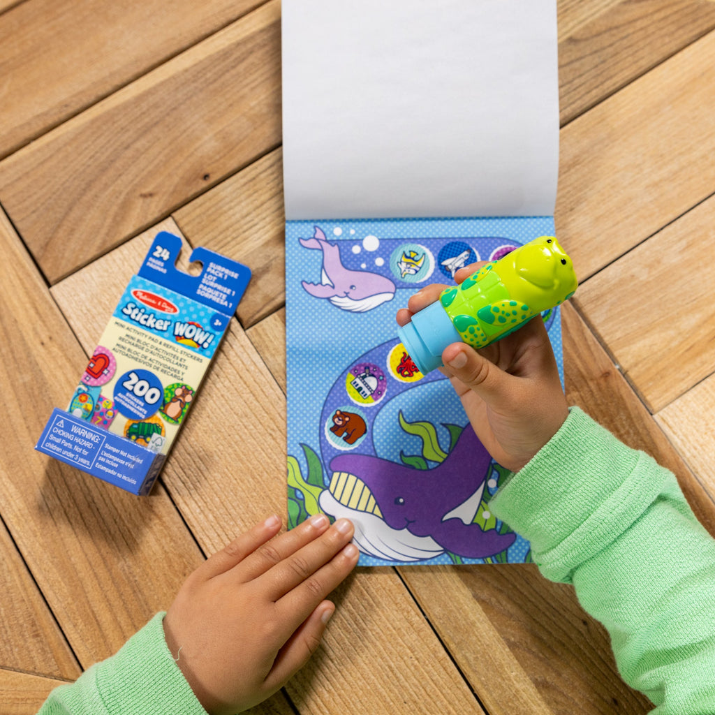 Melissa and Doug Sticker WOWTM Sea Turtle Bundle Activity Pad Sticker Stamper Mini Activity Pad and 200 Refill Stickers
