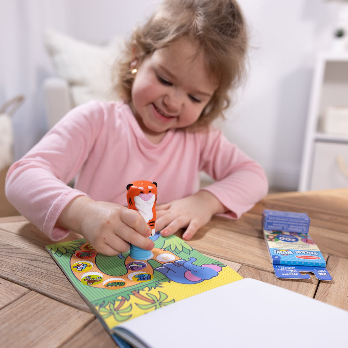 Melissa and Doug Sticker WOWTM Tiger Bundle Activity Pad Sticker Stamper Mini Activity Pad and 200 Refill Stickers