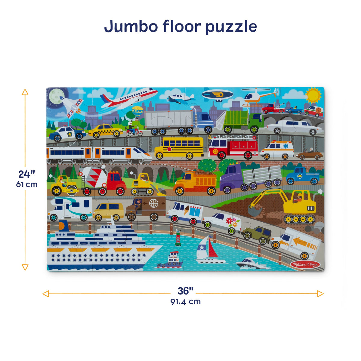 Melissa and Doug Traffic Jam Floor Puzzle - 24 Pieces