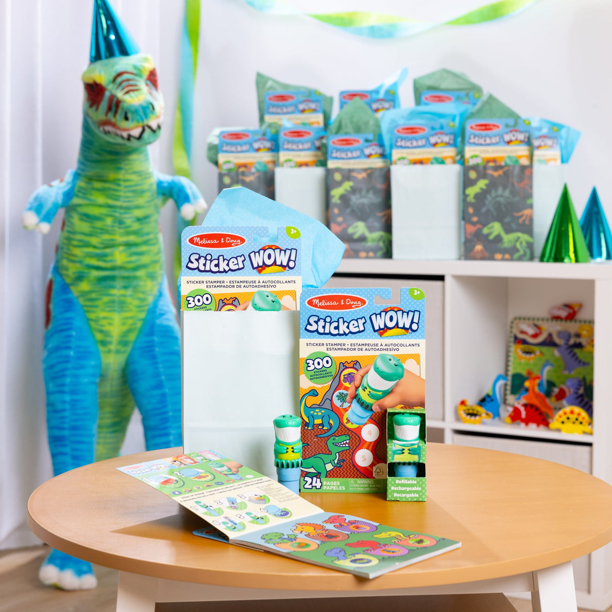 Melissa and Doug Sticker WOW Activity Pad Sticker Stamper 12-PACK - Dinosaur