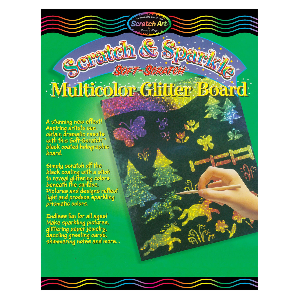 Melissa and Doug Scratch Sparkle Multicolor Glitter wstylus 10 boards