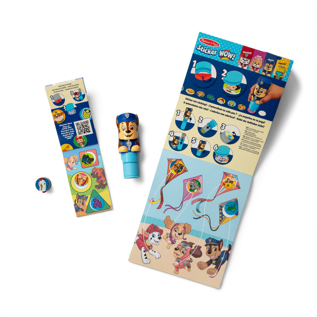 Melissa and Doug Sticker WOWTM PAW Patrol Chase Bundle Activity Pad Sticker Stamper Mini Activity Pad and 200 Refill Stickers