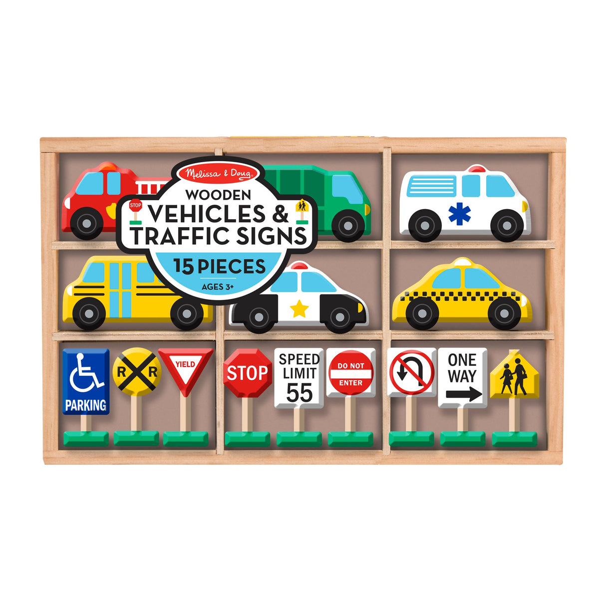 Melissa and Doug Wooden Vehicles and Traffic Signs
