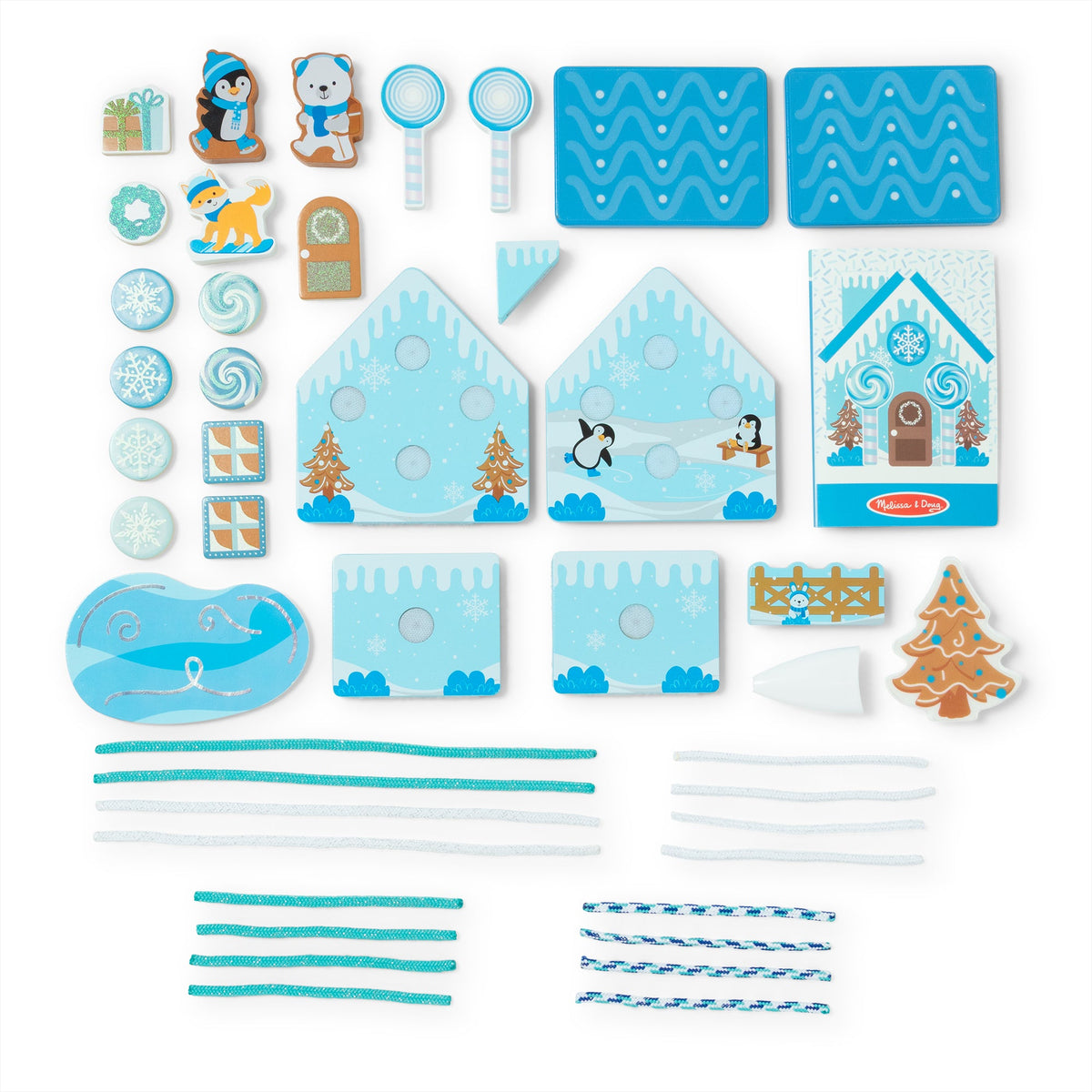 Melissa and Doug Wooden Gingerbread House Play Set Winter Frost