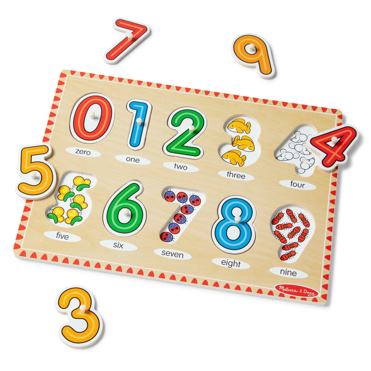 Melissa and Doug Lift See Numbers Peg Puzzle - 10 Pieces