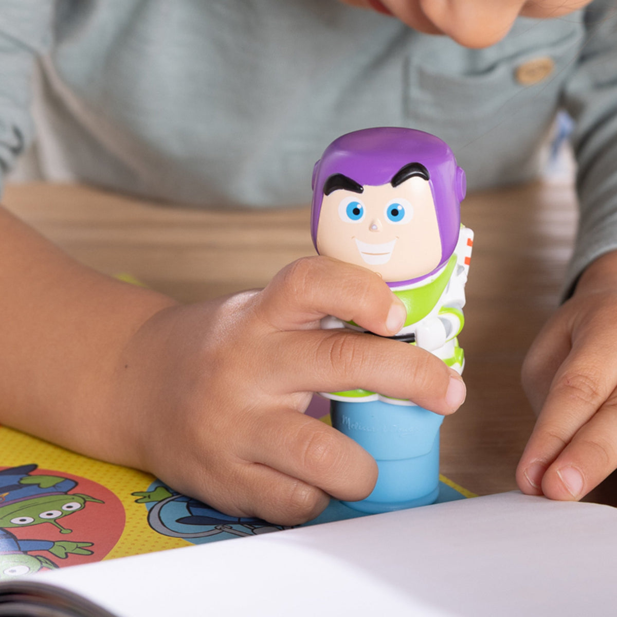 Melissa and Doug Sticker WOWTM Disney Toy Story Buzz Lightyear Bundle Activity Pad Sticker Stamper Mini Activity Pad and 200 Refill Stickers