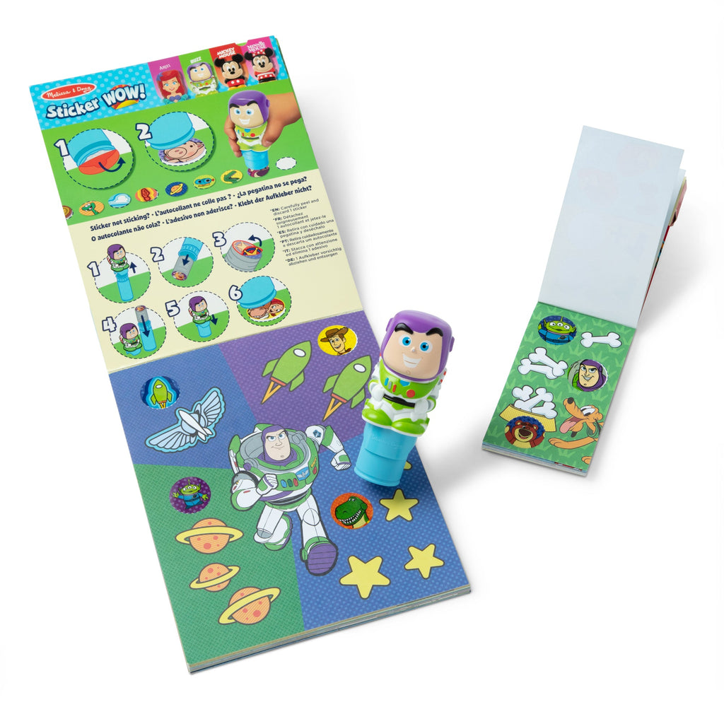 Melissa and Doug Sticker WOWTM Disney Toy Story Buzz Lightyear Bundle Activity Pad Sticker Stamper Mini Activity Pad and 200 Refill Stickers