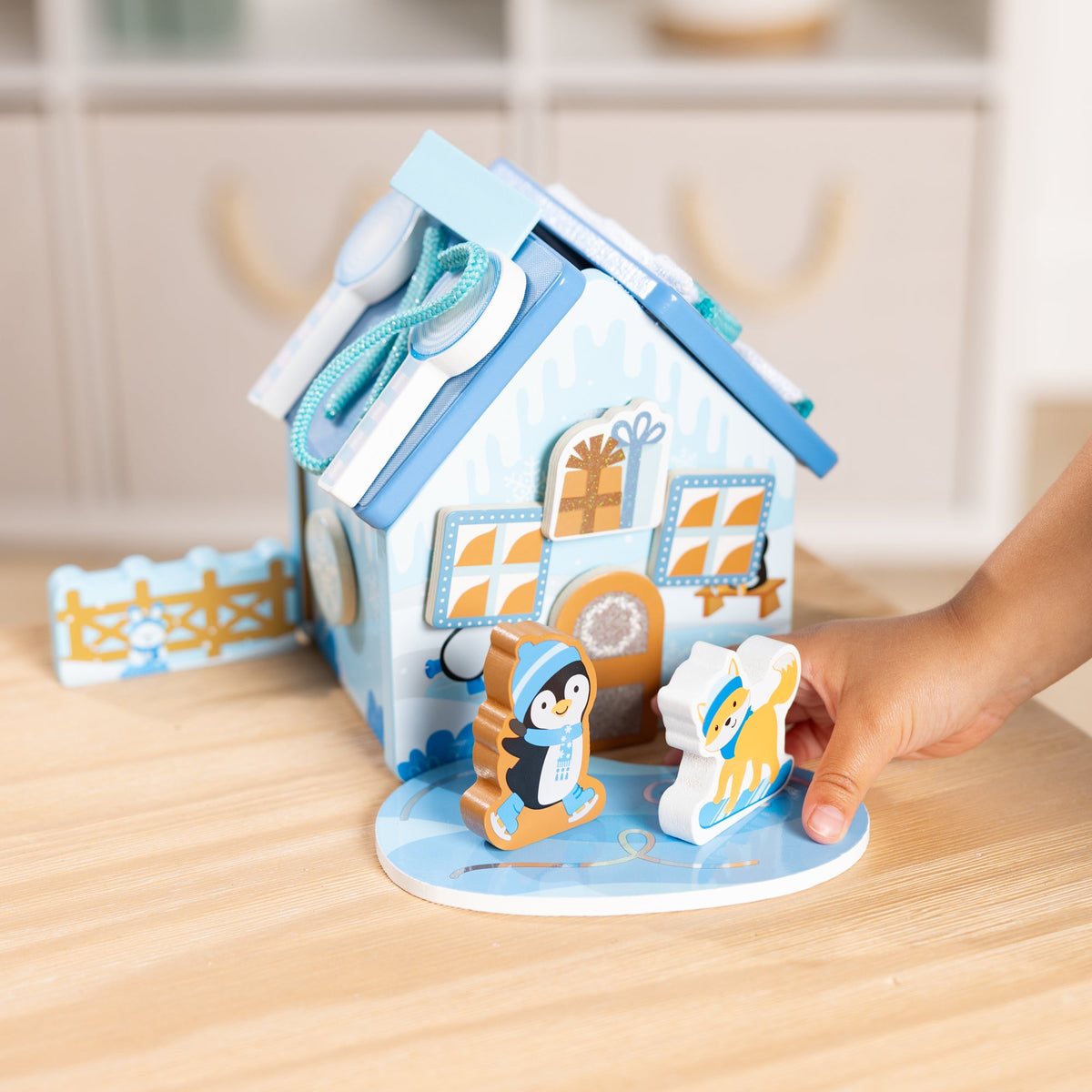 Melissa and Doug Wooden Gingerbread House Play Set Winter Frost