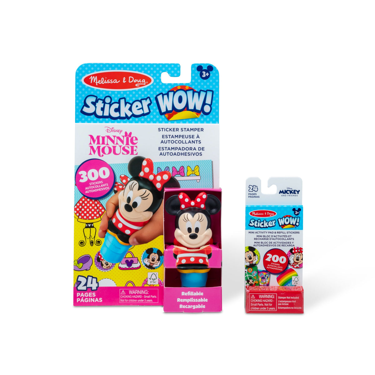 Melissa and Doug Sticker WOWTM Disney Minnie Mouse Bundle Activity Pad Sticker Stamper Mini Activity Pad and 200 Refill Stickers