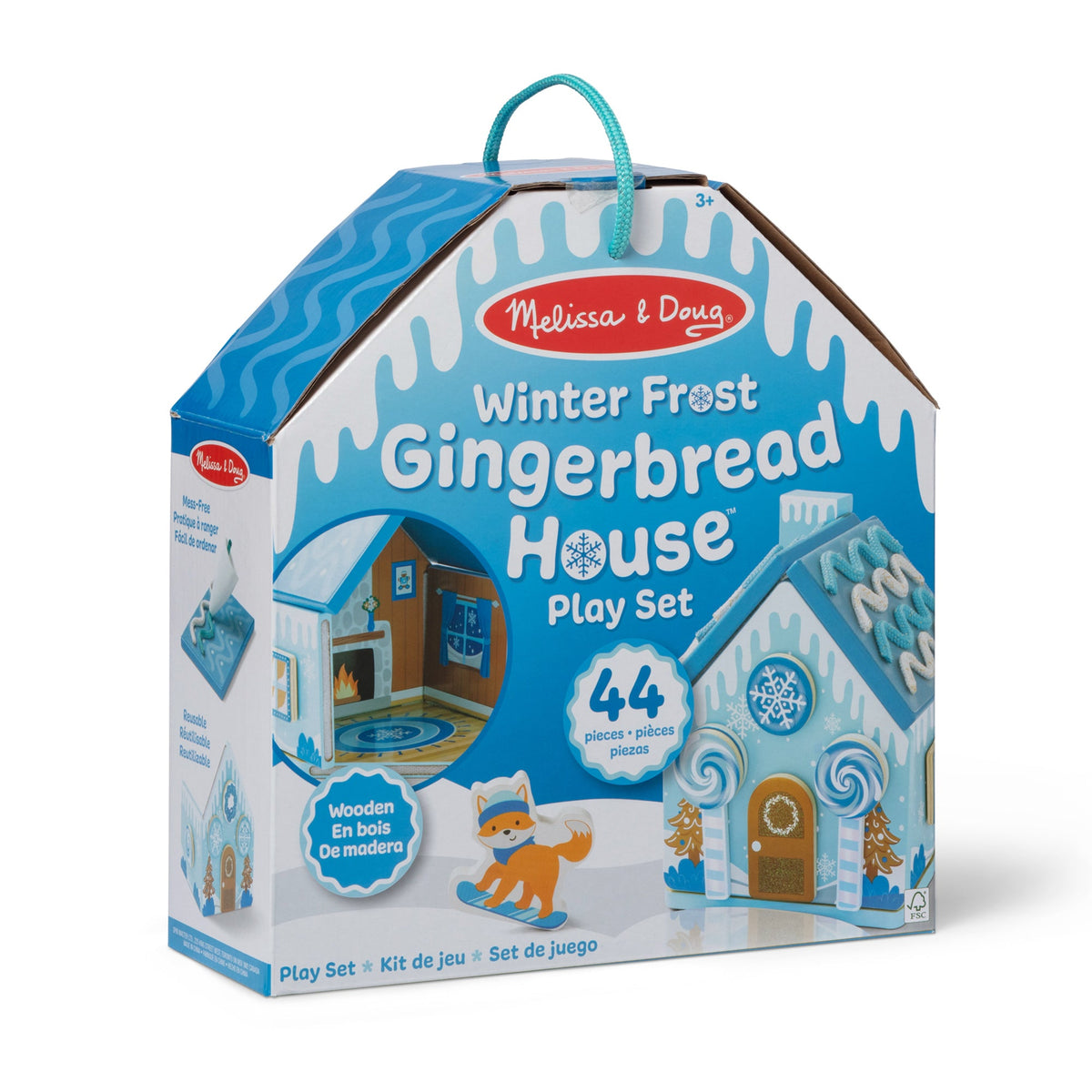 Melissa and Doug Wooden Gingerbread House Play Set Winter Frost