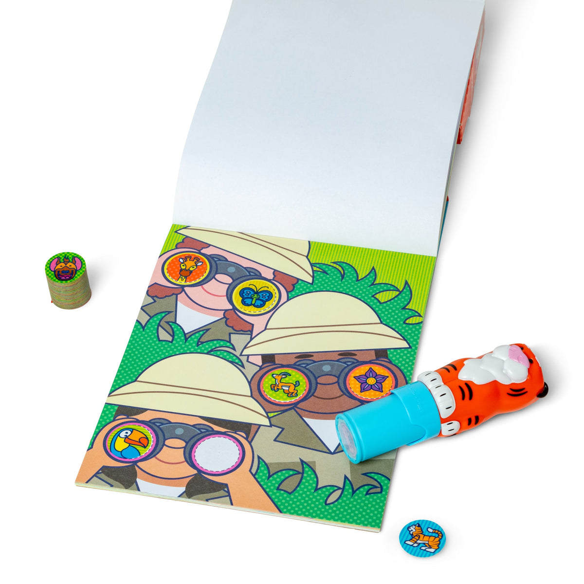 Melissa and Doug Sticker WOWTM Tiger Bundle Activity Pad Sticker Stamper Mini Activity Pad and 200 Refill Stickers