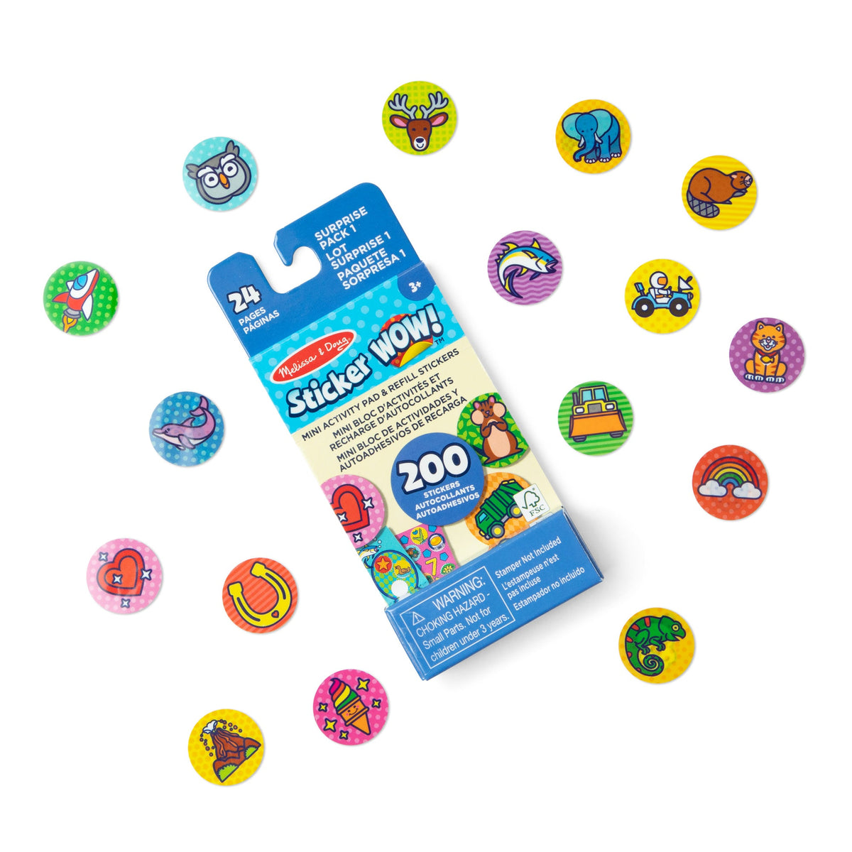Melissa and Doug Sticker WOW Mini Activity Pad Refill Stickers - Surprise Pack 1 200 Stickers Stamper Not Included
