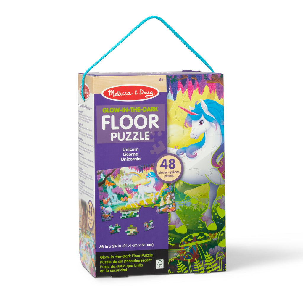 Melissa and Doug Glow-in-the-Dark Unicorn Floor Puzzle - 48 Pieces