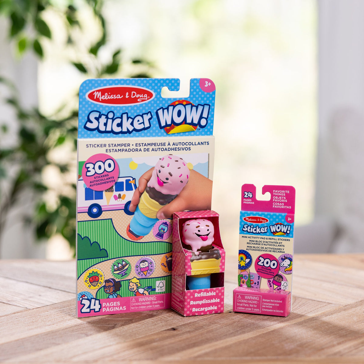 Melissa and Doug Sticker WOWTM Ice Cream Bundle Activity Pad Sticker Stamper Mini Activity Pad and 200 Refill Stickers