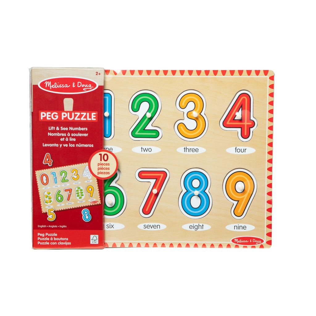 Melissa and Doug Lift See Numbers Peg Puzzle - 10 Pieces