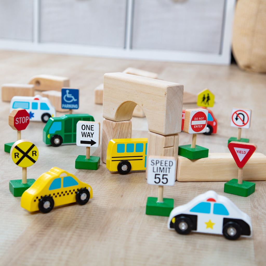 Melissa and Doug Wooden Vehicles and Traffic Signs