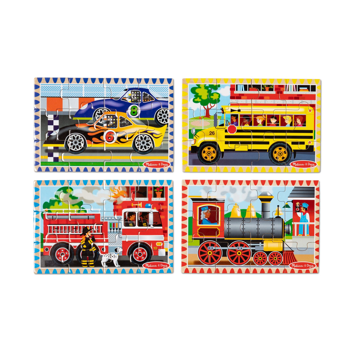 Melissa and Doug Wooden Jigsaw Puzzles in a Box - Vehicles