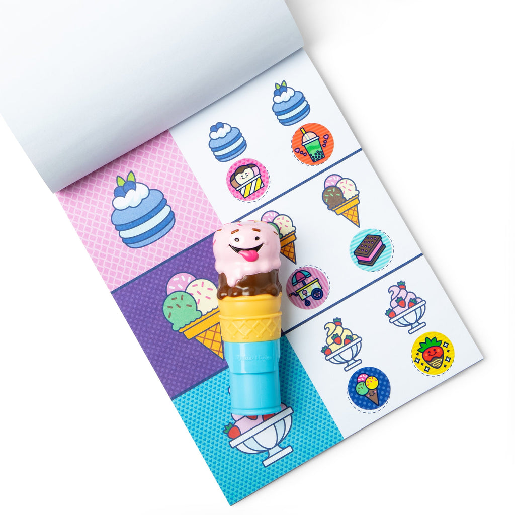 Melissa and Doug Sticker WOWTM Ice Cream Bundle Activity Pad Sticker Stamper Mini Activity Pad and 200 Refill Stickers