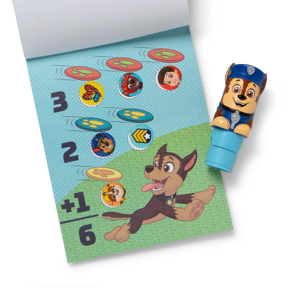 Melissa and Doug Sticker WOWTM PAW Patrol Chase Bundle Activity Pad Sticker Stamper Mini Activity Pad and 200 Refill Stickers